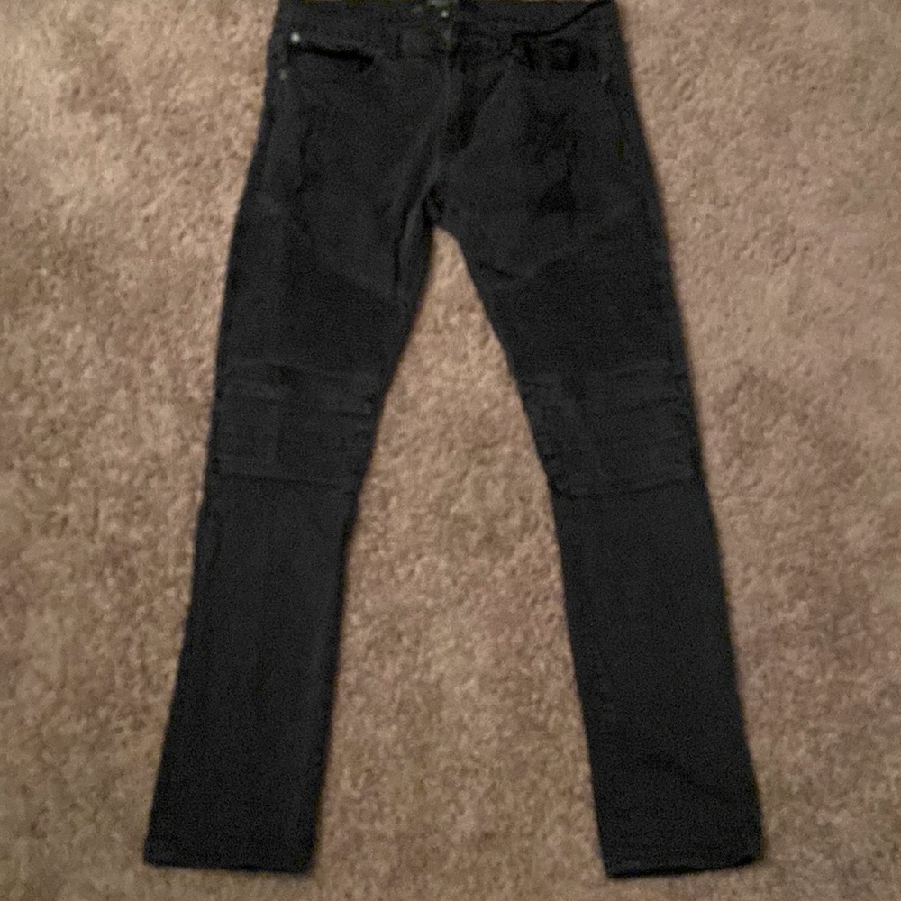 Reason Brand New York Black Mulberry Moto Denim Pants Jeans